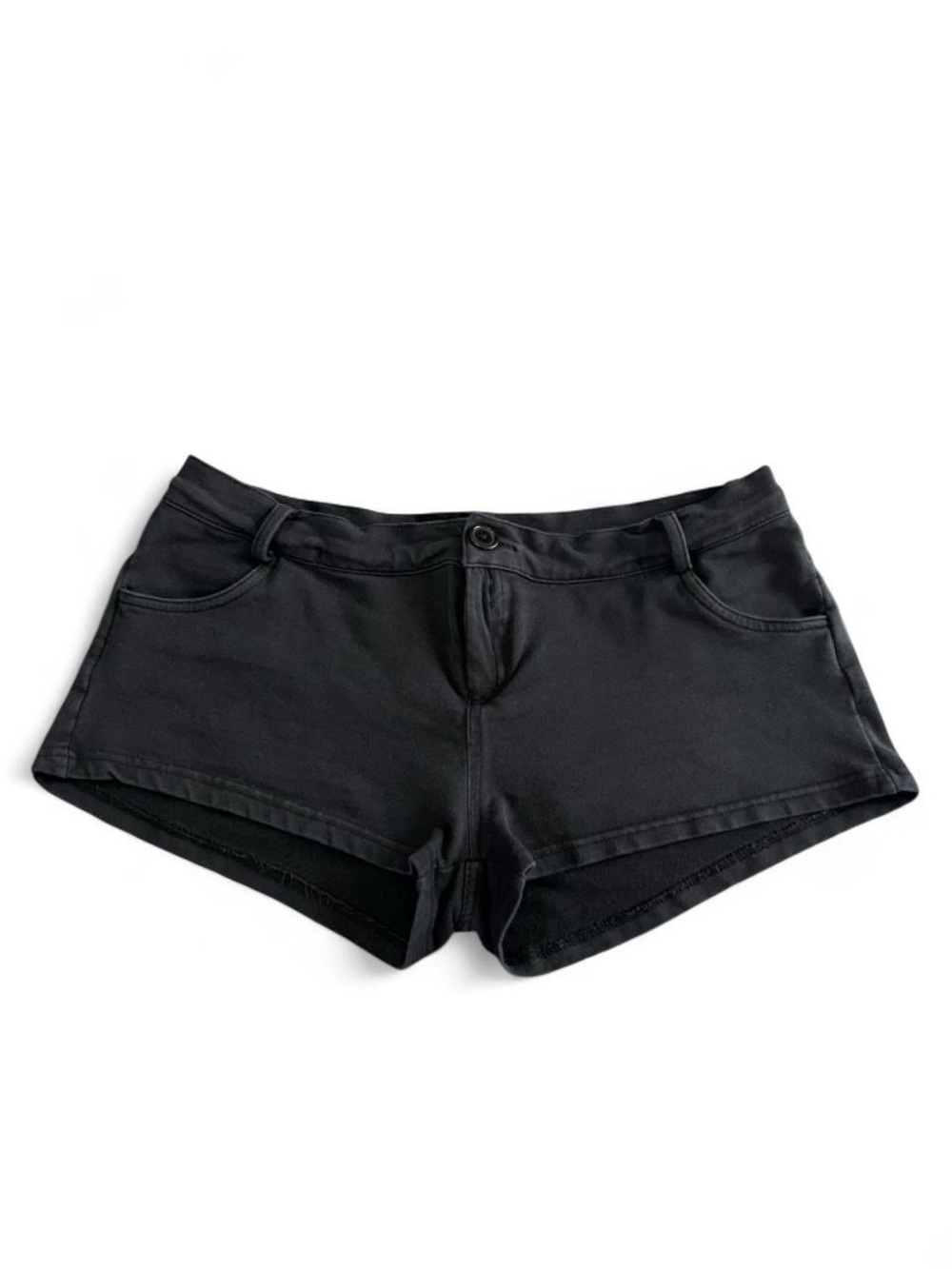 Y2K Black Cotton Lowrise Micro Shorts Stretch Size Large
